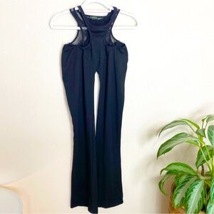 Dolls Kill x Club Exx Cut Out Hip Sexy Mesh Flare Black Leggings S